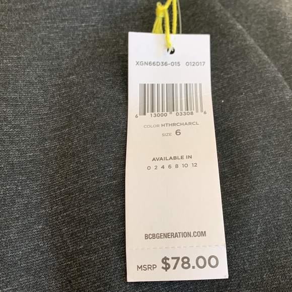 NWT- BCBGeneration Heather Charcoal Ponte Flutter-Sleeve Dress. Size 6 - Picture 5 of 9